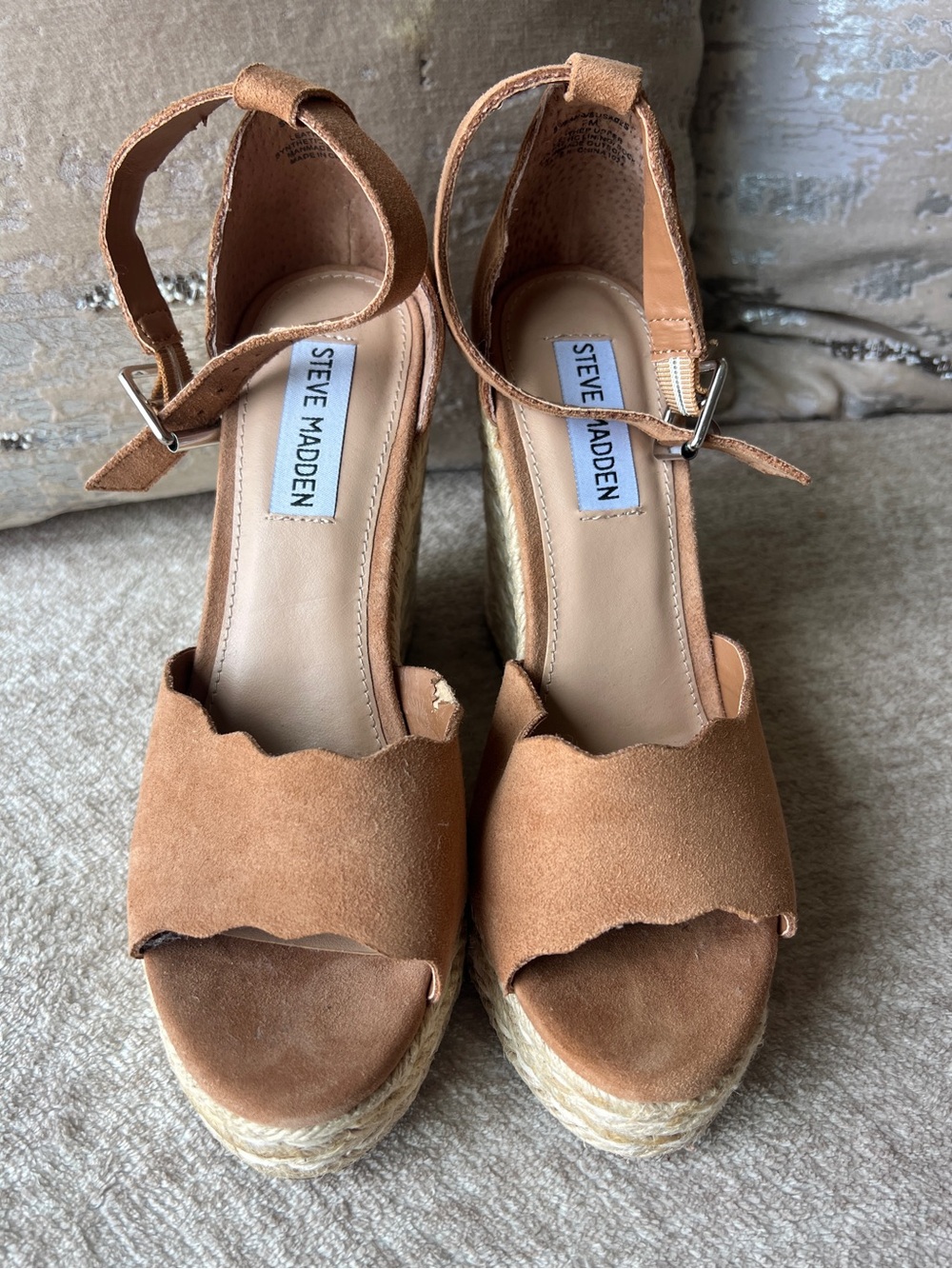 Steve Madden Susana Black Suede Espadrille Wedges NWOB Size 7 M